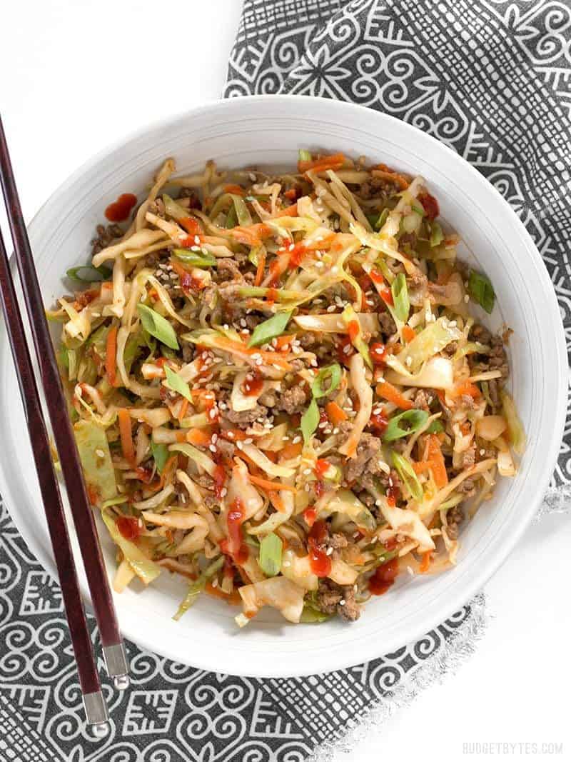 This fast and easy Beef and Cabbage Stir Fry is a filling low carb dinner with big flavor. BudgetBytes.com