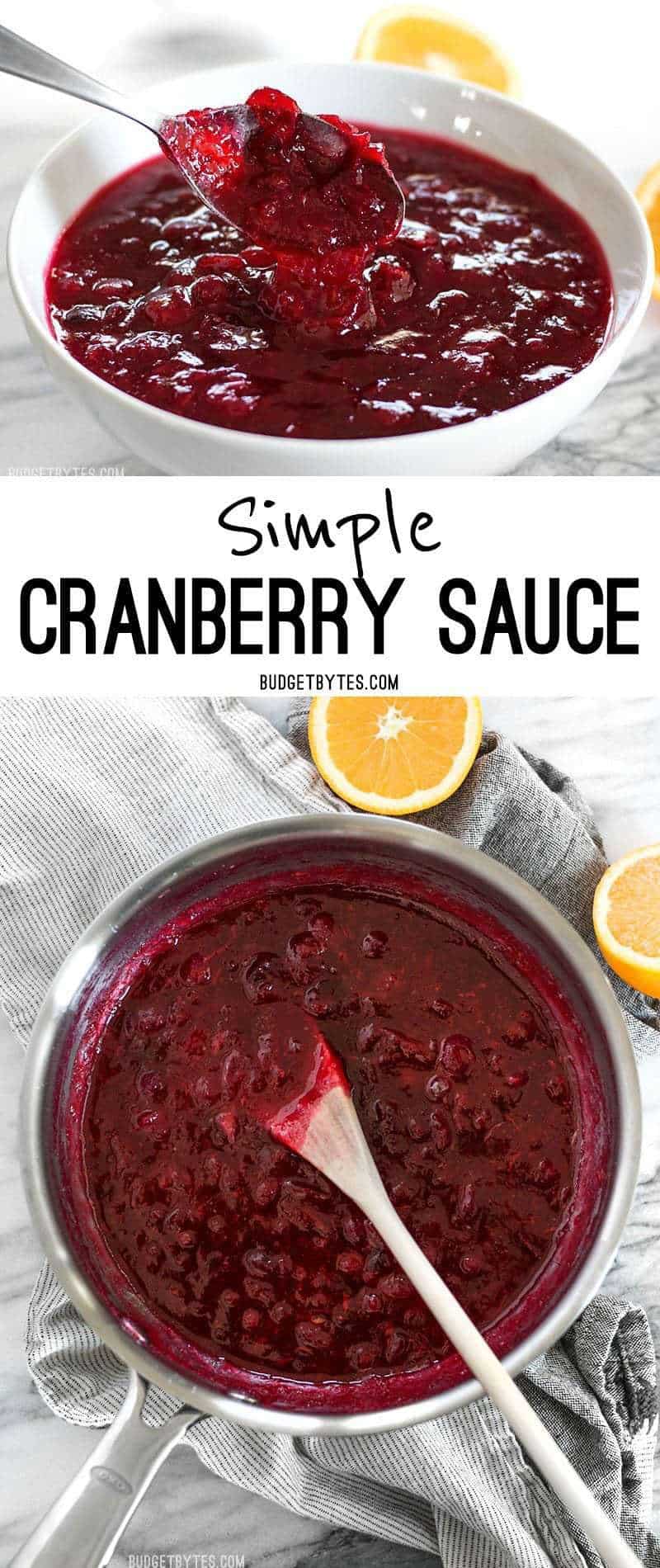 This simple cranberry sauce only requires three ingredients but has enough flavor to add excitement to your holiday meal. BudgetBytes.com