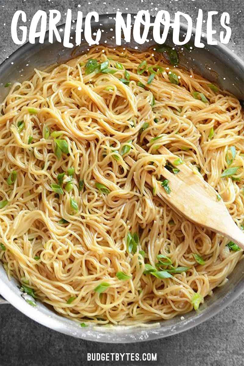 These Garlic Noodles are both sweet and savory with a strong garlic punch. They make the perfect side dish to any Asian inspired meal.Budgetbytes.com