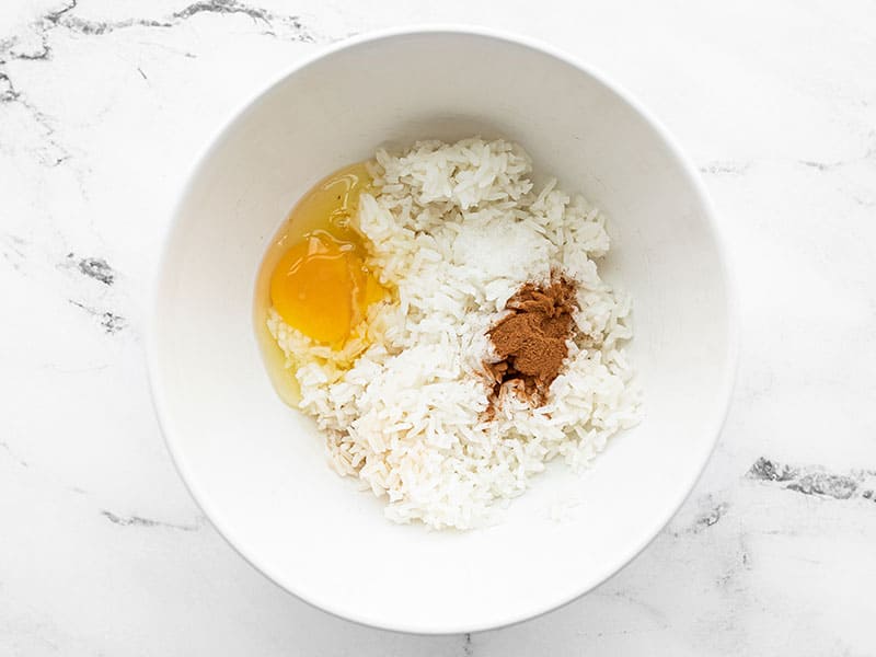 Rice pancake ingredients in a bowl