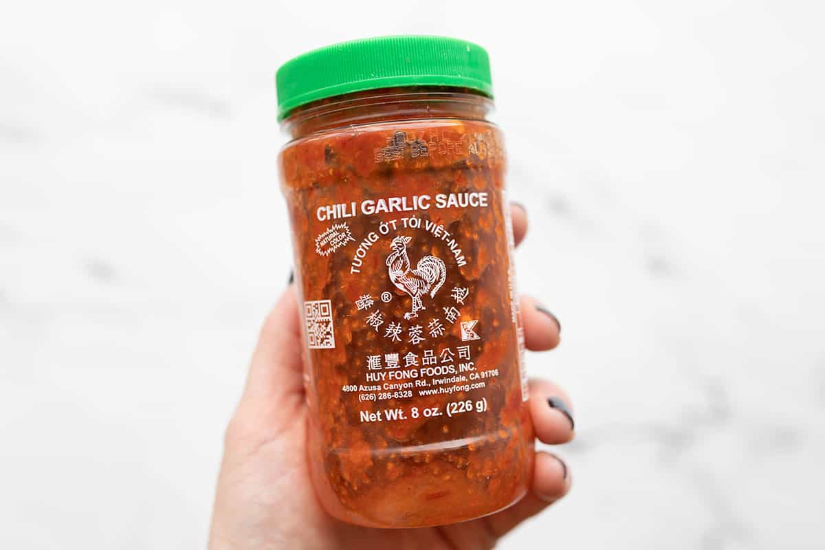Chili garlic sauce jar