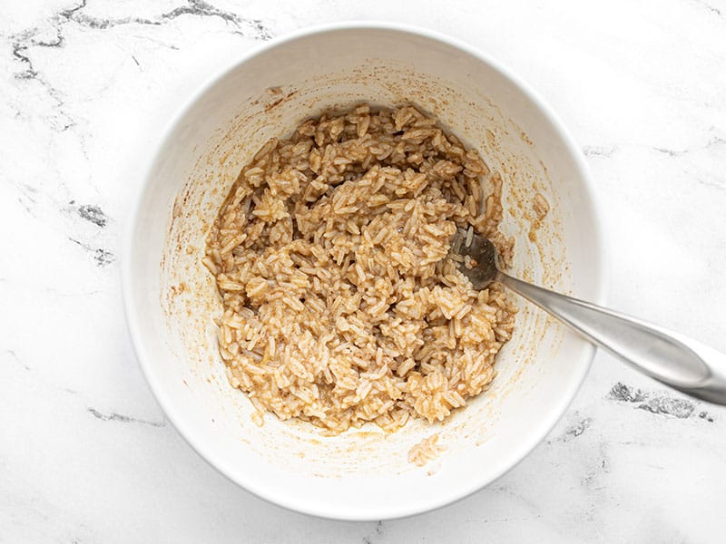 Rice pancake batter in a bowl