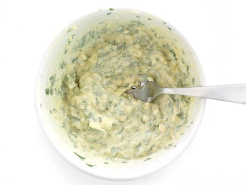Garlic Bread Spread Mixed in the bowl