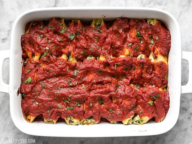 Pesto Stuffed Shells Baked