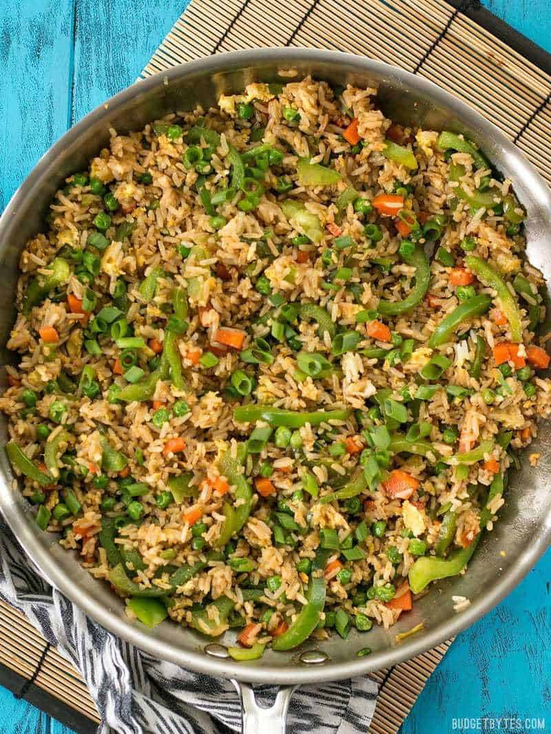Vegetable NOT Fried Rice in pan 