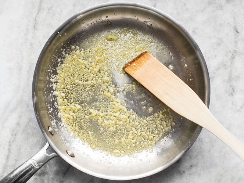 Sautéed Garlic in the skillet