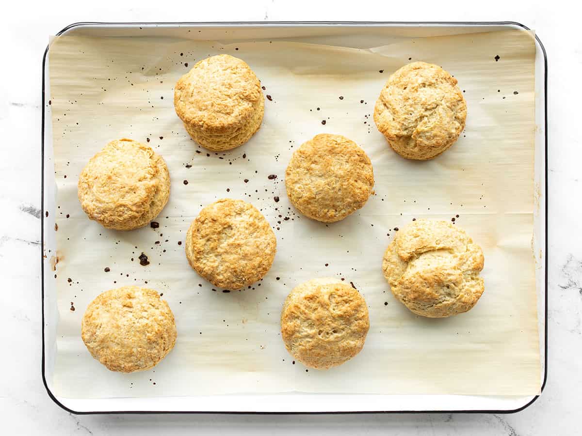 Baked biscuits on the baking sheet