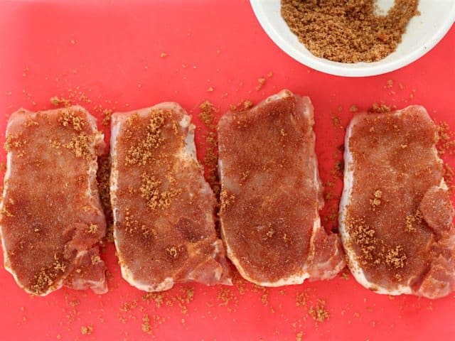Rub Spice Mix onto Pork Chops