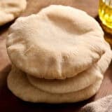 A stack of homemade pita bread.