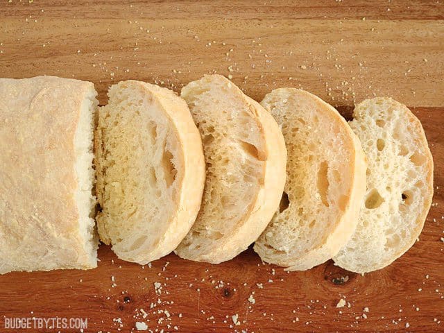 Sliced No-Knead Ciabatta 