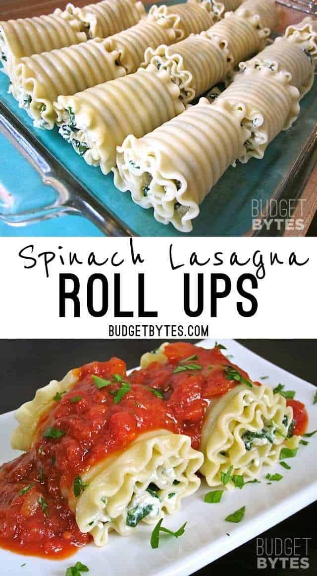 These freezer friendly Spinach Lasagna Rollups are a perfectly portioned alternative to traditional lasagna. BudgetBytes.com