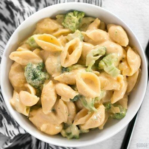 Broccoli shells n' cheese is a classic American dish that goes well along side any meal, or as a hearty side dish. 100% real, 100% homemade. BudgetBytes.com