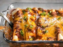 These award winning Chorizo and Sweet Potato enchiladas have a perfectly balanced sweet and spicy flavor that will leave you wanting more. BudgetBytes.com