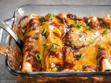 These award winning Chorizo and Sweet Potato enchiladas have a perfectly balanced sweet and spicy flavor that will leave you wanting more. BudgetBytes.com