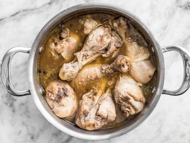 Boiled Chicken Adobo in pot 