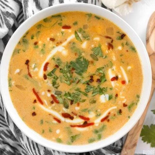 Spicy Coconut and Pumpkin Soup - Budget Bytes