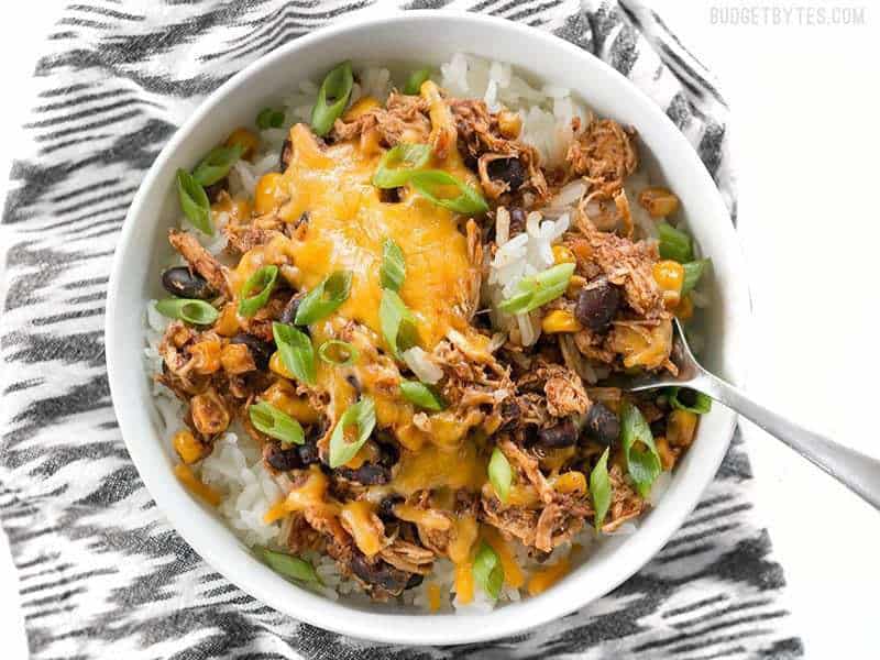 Slow Cooker Taco Chicken Bowl being eaten