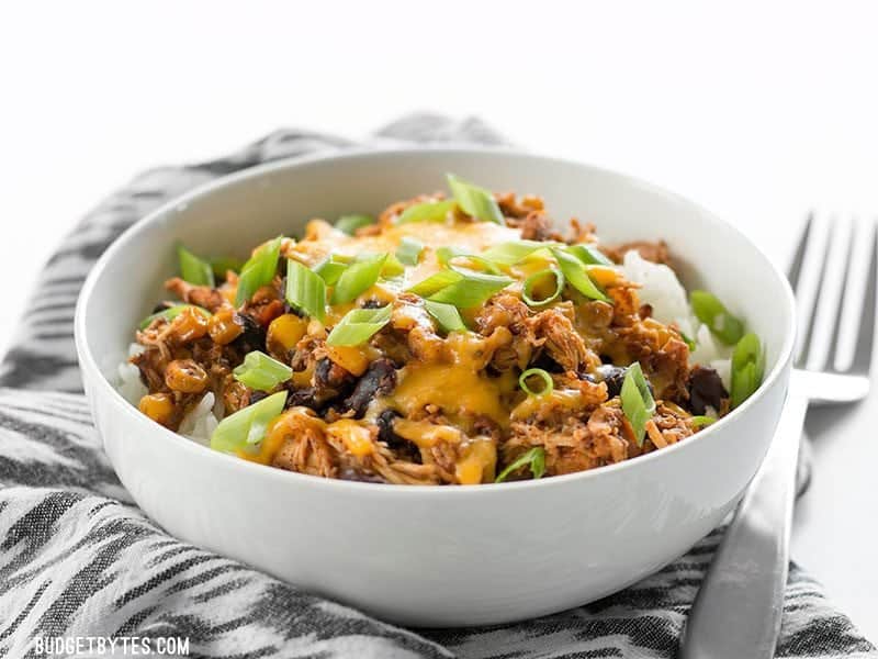 front view of a Slow Cooker Taco Chicken Bowl