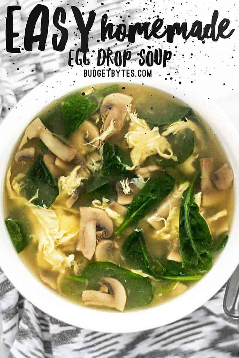This fast and easy homemade egg drop soup is warm and soothing on cold days or when you're feeling under the weather. Comes together in under 30 minutes! Budgetbytes.com
