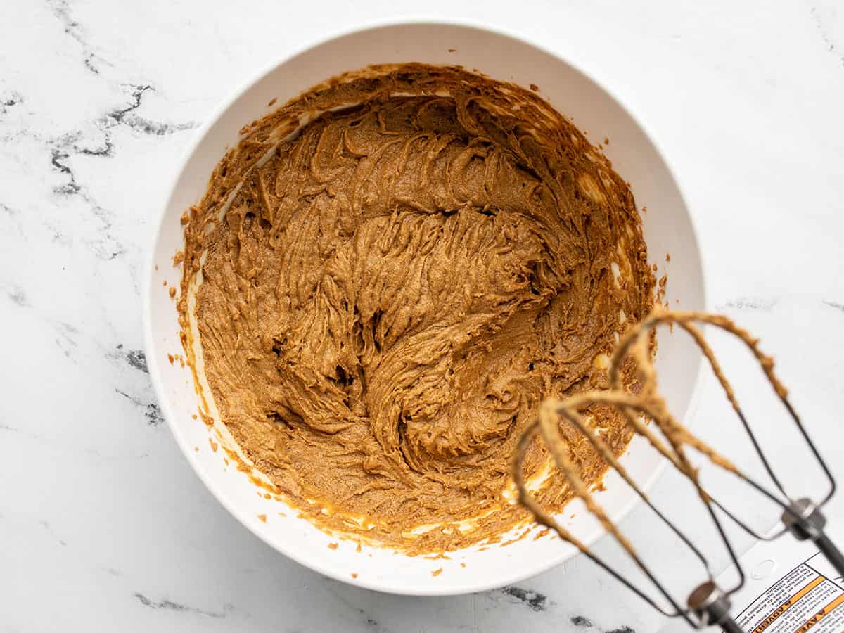 Whipped whet ingredients in the bowl