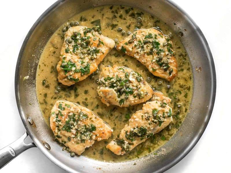 Add Capers and Parsley to Chicken Piccata