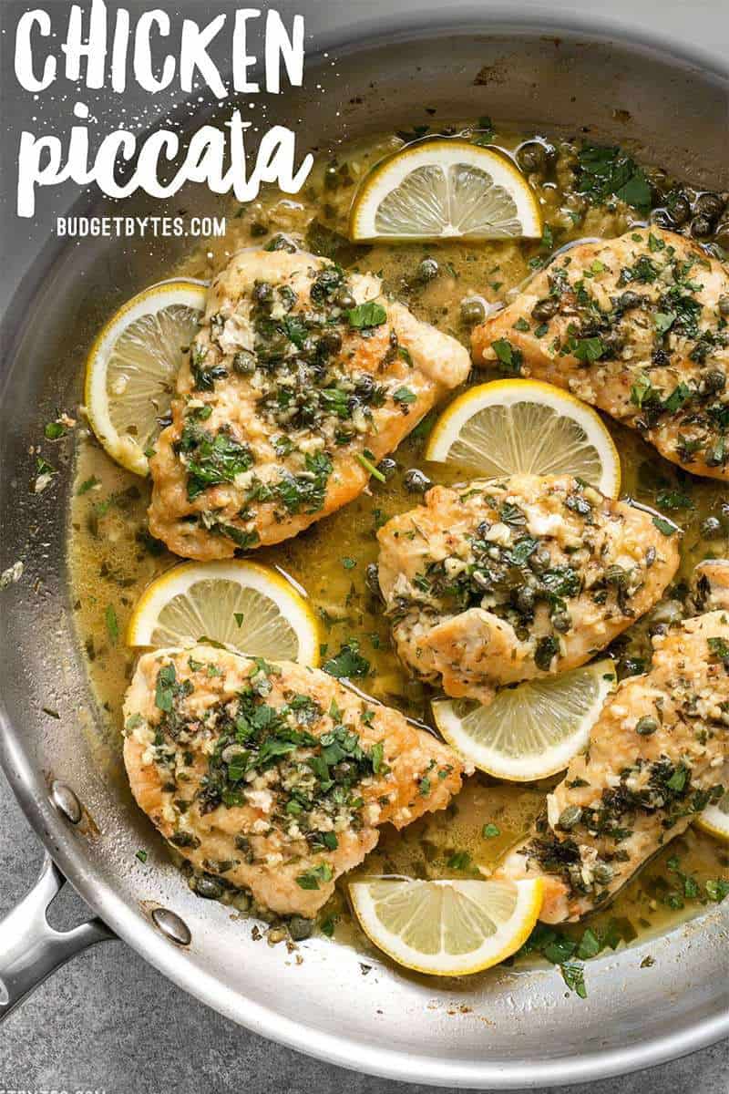 This rich and tangy Chicken Piccata is a fast, easy, and elegant answer to your weeknight dinner. You only need a few ingredients to get BIG flavor! Budgetbytes.com