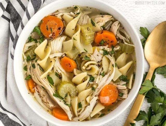 This Homemade Chicken Noodle Soup is full of chunky vegetables and all that “from scratch” flavor, just like Grandma used to make. Budgetbytes.com