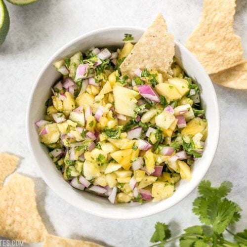 This easy pineapple salsa is fresh, vibrant, and perfect for chips, piling onto grilled meats, or even topping salads. BudgetBytes.com