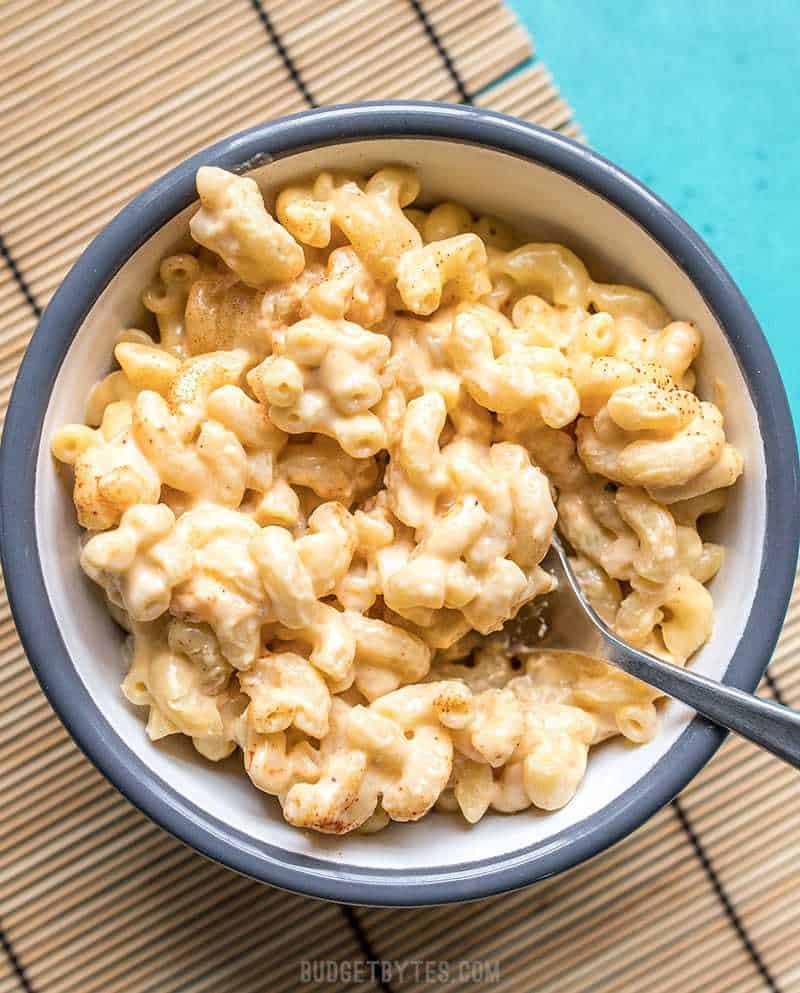 A big bowl full of easy and creamy Miracle Mac and Cheese