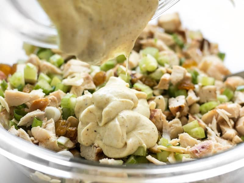 Add Dressing to Curry Chicken Salad Ingredients