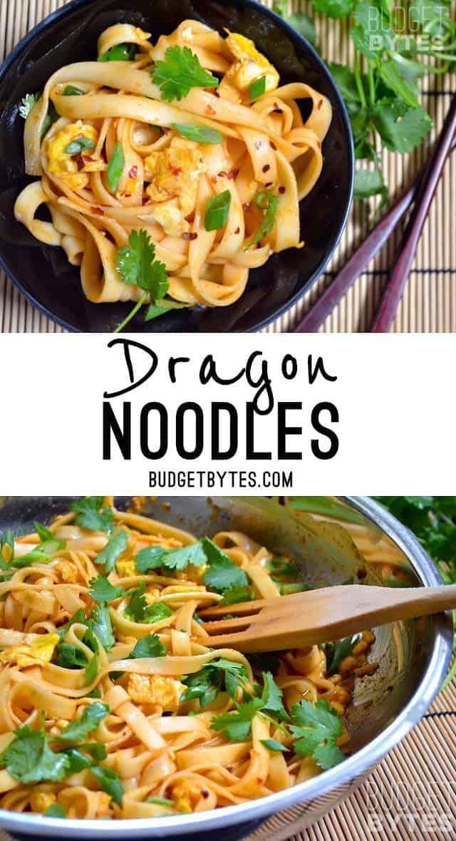 These sweet, tangy, and spicy Dragon Noodles take only a few minutes to whip up and will kill your craving for take-out. BudgetBytes.com