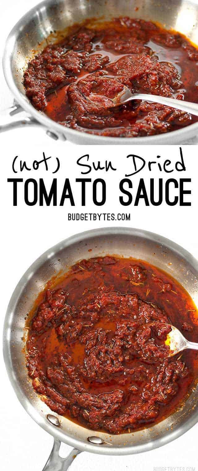 Not Sun Dried Tomato Sauce is a simple, inexpensive, all-purpose sauce with bold flavor. BudgetBytes.com
