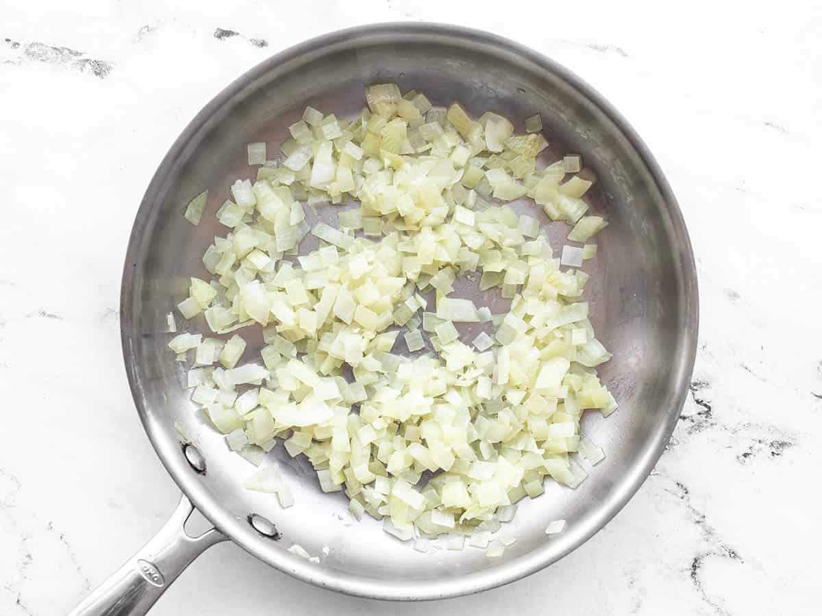 Sauteed Onions and Garlic in a Skillet