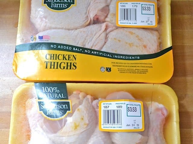 two packages of chicken pieces for Greek Marinated Chicken