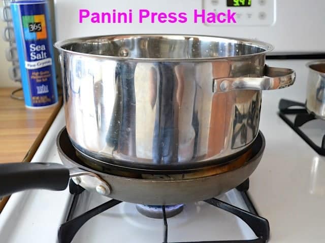 Panini Press Hack (pot placed on top of sandwiches to press them down)