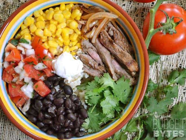 Top view of a Southwest Steak Bowl