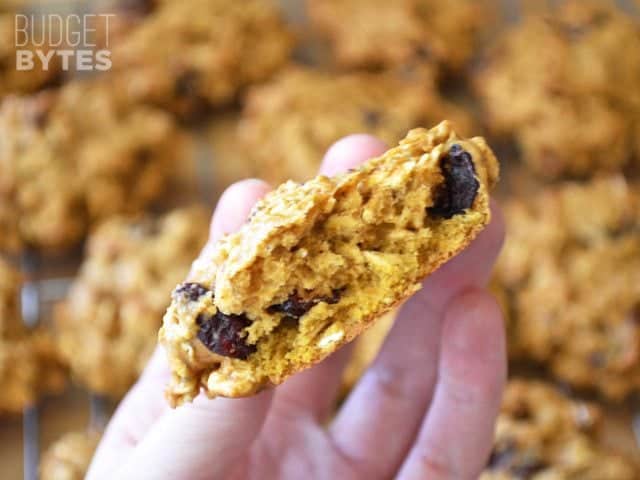 Close up of a half of an Oatmeal Pumpkin Cookie