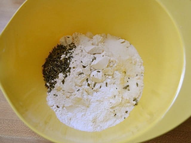Dry ingredients in mixing bowl 