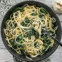 When you're in a hurry, this Garlic Parmesan Kale Pasta is a filling and flavorful meal. Few ingredients, BIG flavor. BudgetBytes.com
