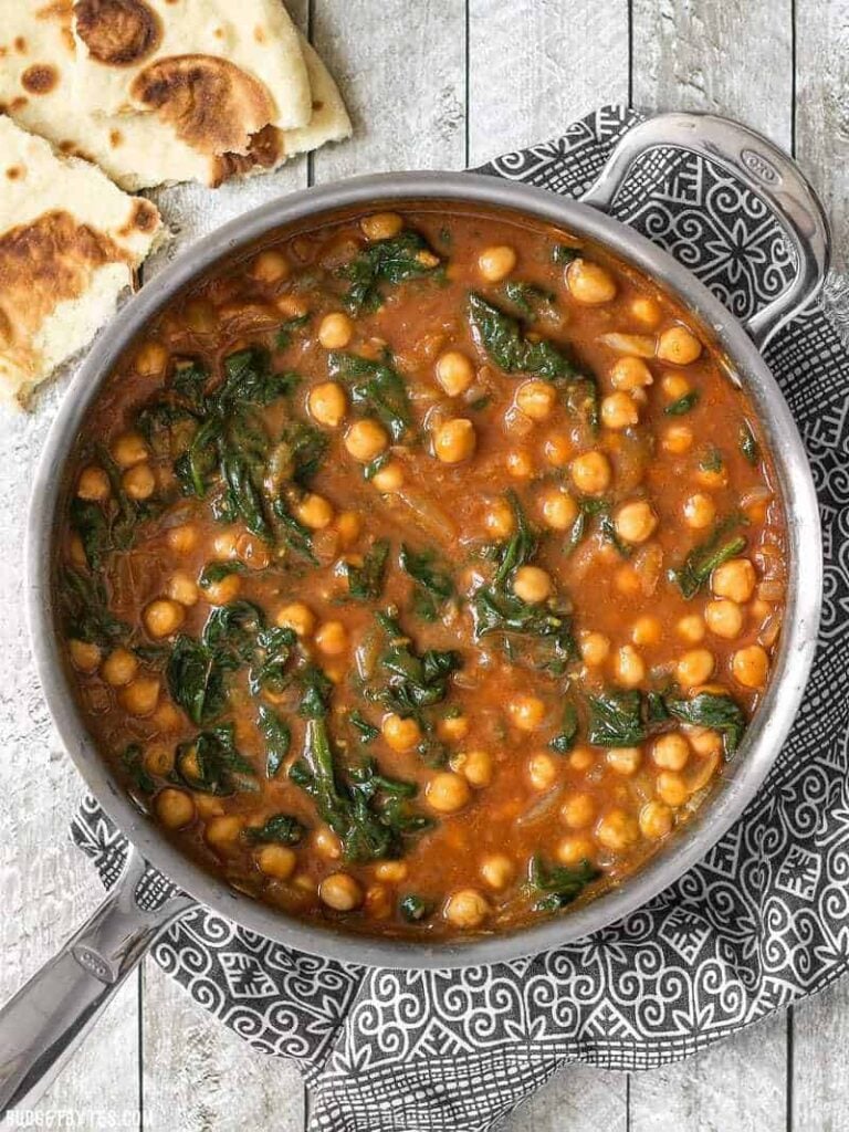 Curried Chickpeas with Spinach - Cheap Dinner Ideas
