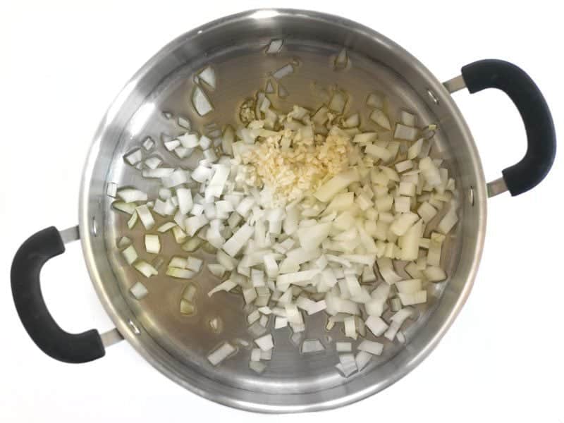 Sauté Garlic and Onion in pot 