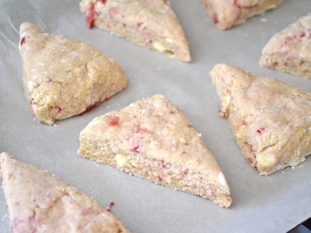 Scones on baking sheet lined with parchment paper 