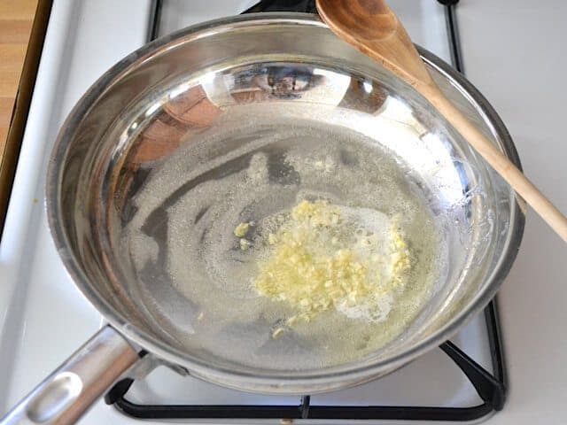 Garlic and butter in skillet 