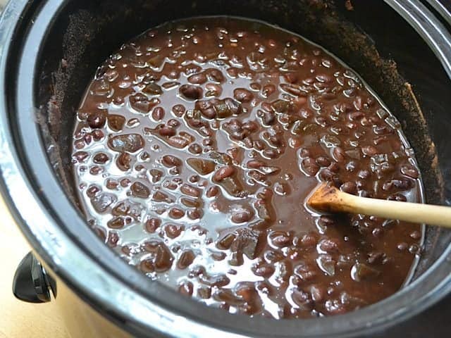Cooked Black Bean Soup in slow cooker 
