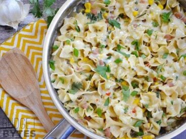 Creamy Vegetarian Enchilada Pasta - BudgetBytes.com