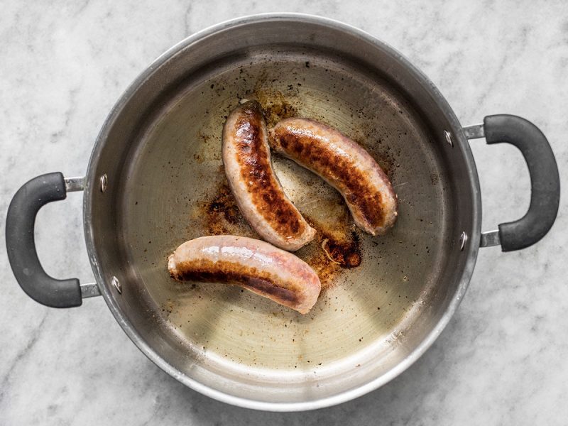 Browned Sausage in pot