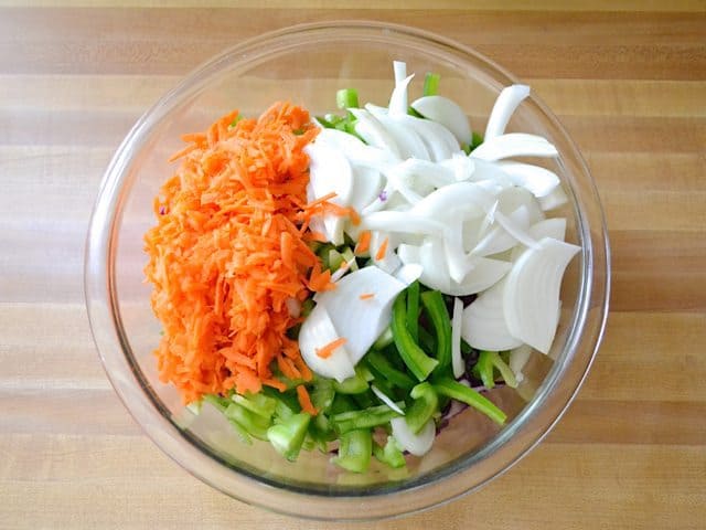 Chopped Stir Fry Vegetables in bowl 