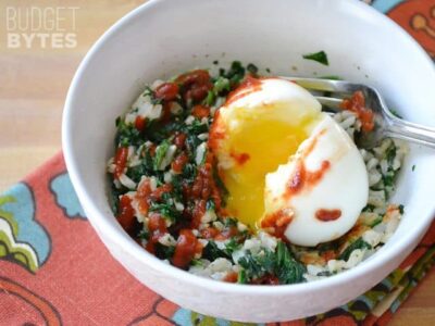 Spinach Rice Breakfast Bowl - Budgetbytes.com