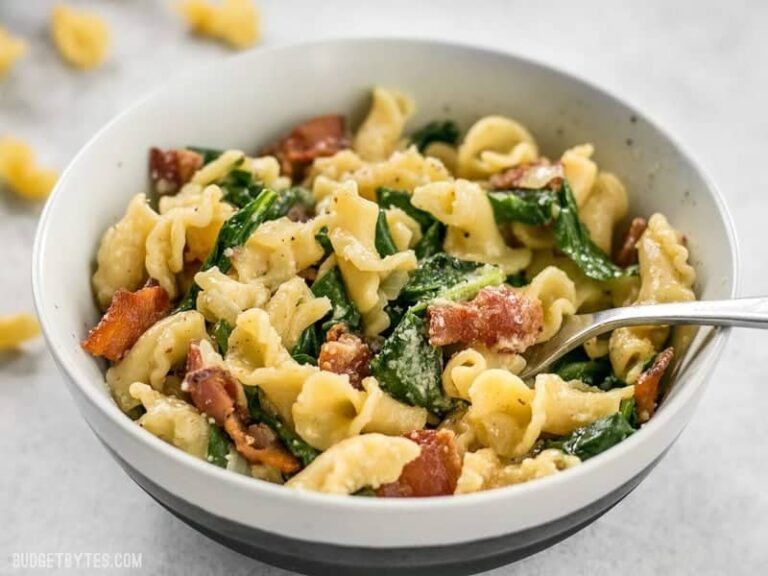 Bacon and Spinach Pasta with Parmesan - Budget Bytes