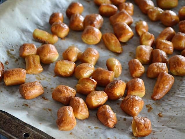 Baked Pretzel Bites on baking sheet